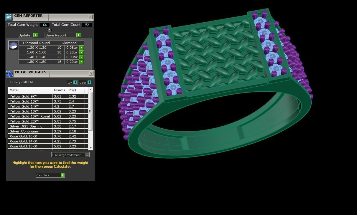 Men Groom Gents Diamond Ring 3dm stl obj mtl 3mf glb 3D print model_4