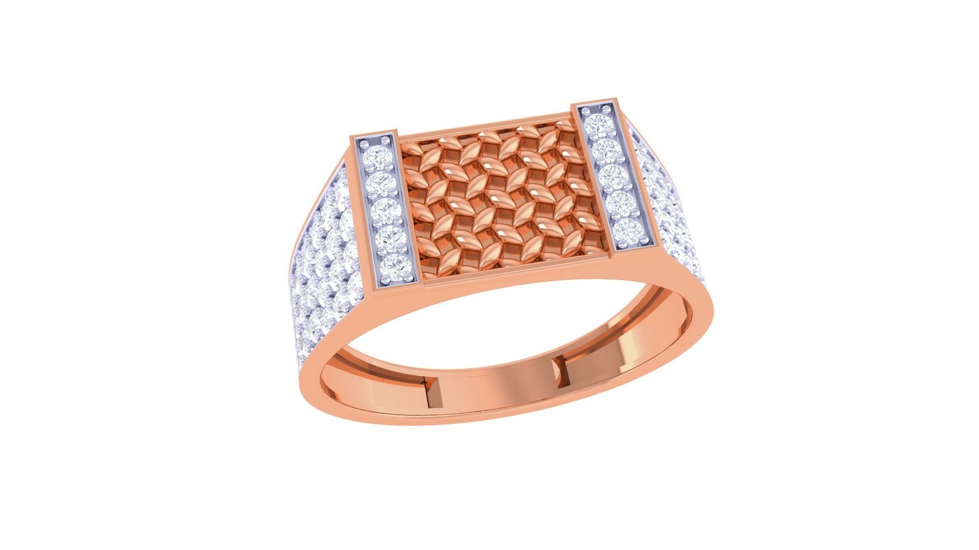 Men Groom Gents Diamond Ring 3dm stl obj mtl 3mf glb 3D print model_3