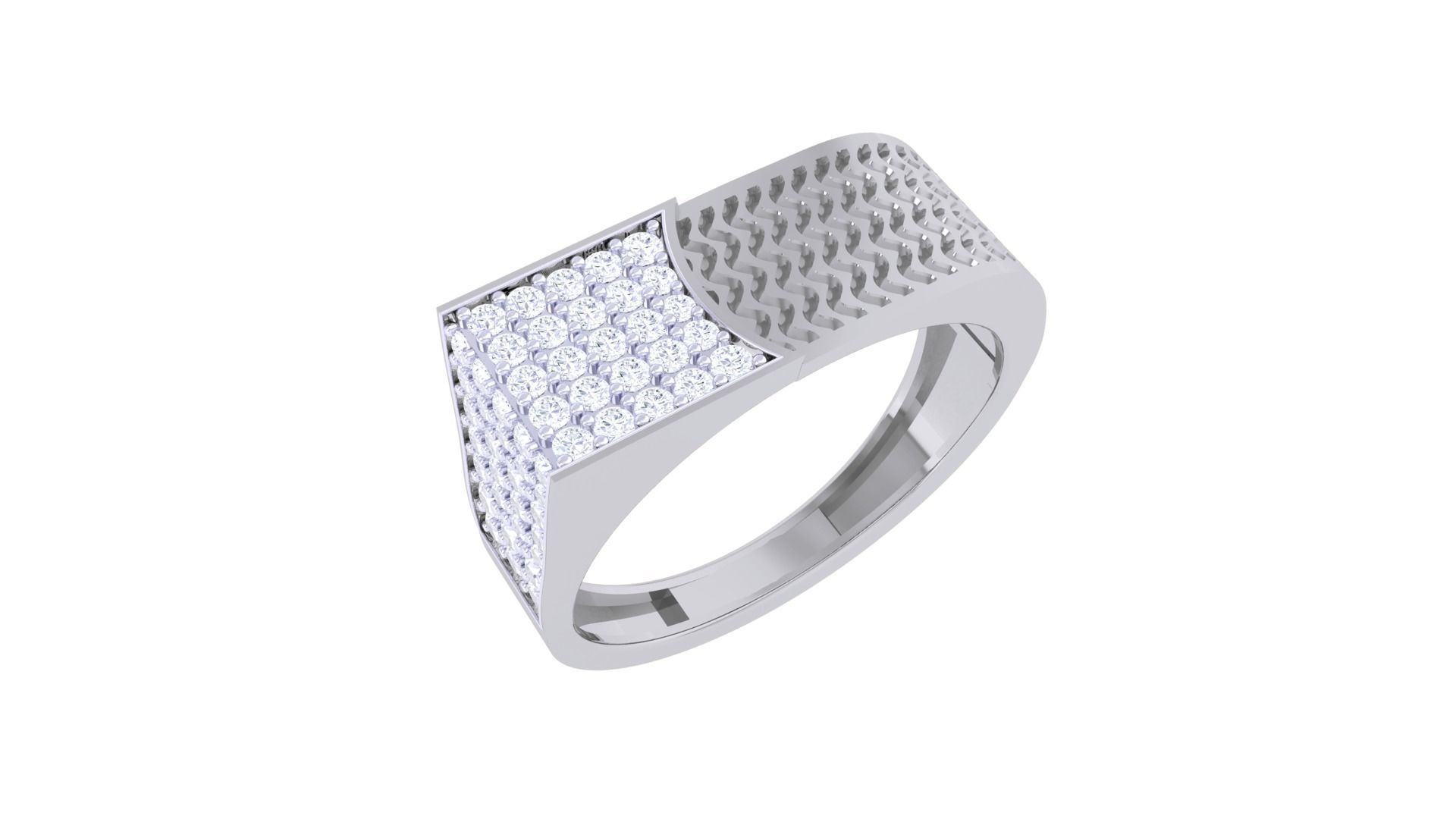 Waves on Diamond Beach Men Groom Gents Ring 3dm stl obj 3D print model_1