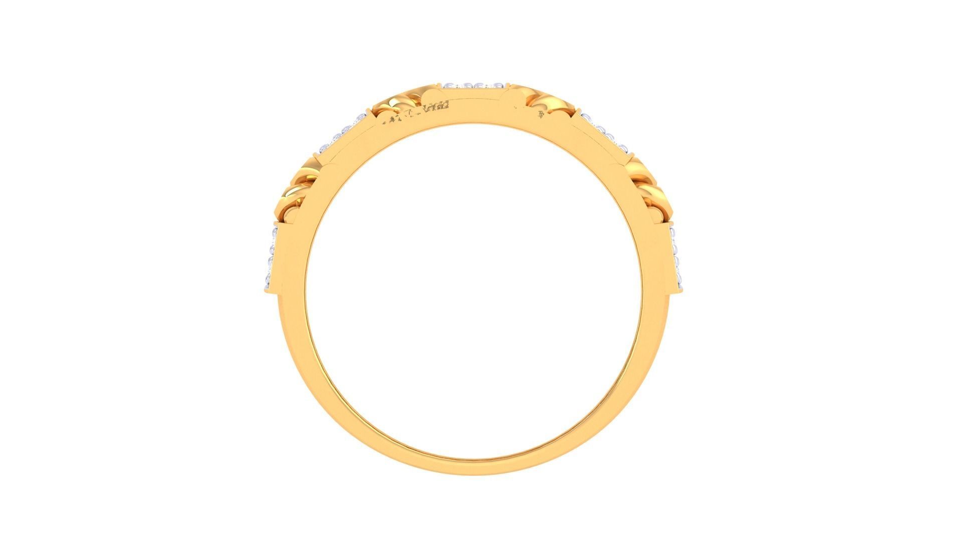 Cuban Chain Link Men Groom Gents Diamond Ring 3dm stl obj mtl 3D print model_9