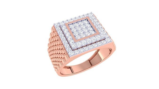 Men Groom Gents Diamond Head Ring 3dm stl obj mtl 3mf glb 3D print model