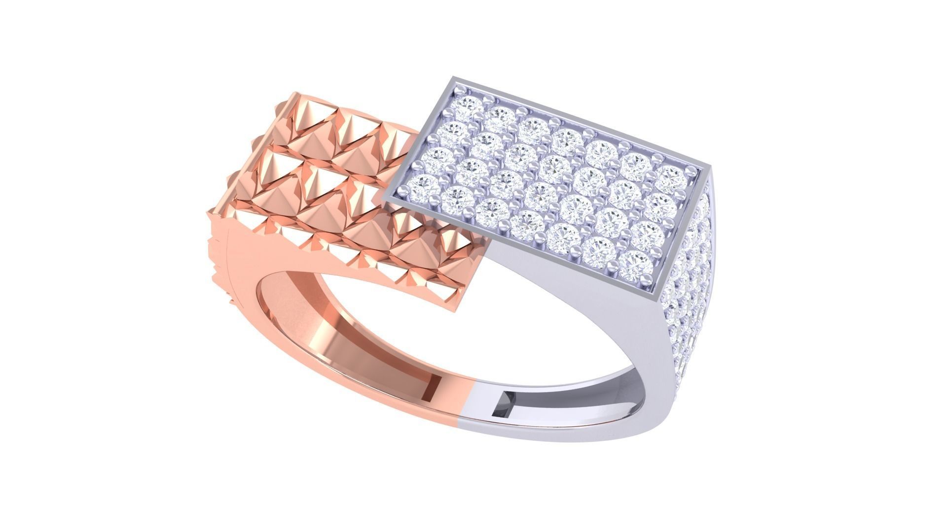 Men Groom Gents Diamond Ring 3dm stl obj mtl 3mf glb 3D print model_4