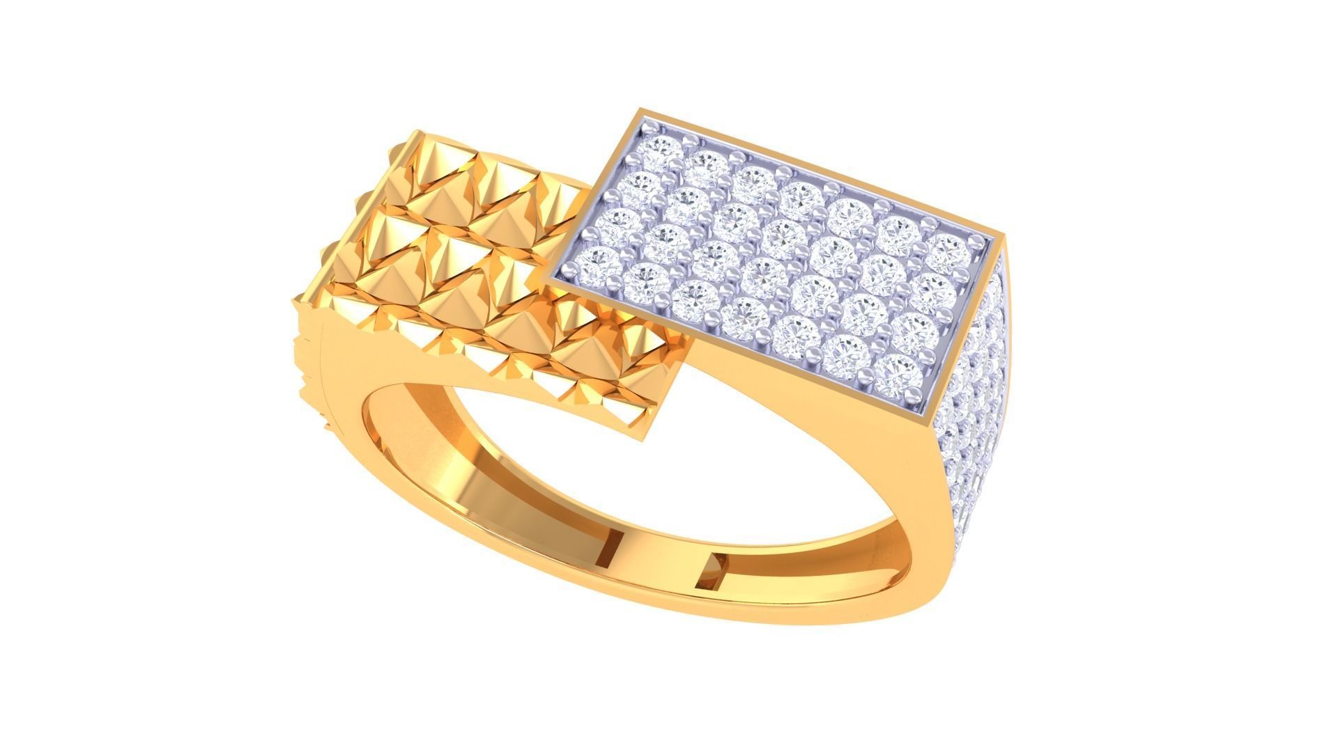 Men Groom Gents Diamond Ring 3dm stl obj mtl 3mf glb 3D print model_2