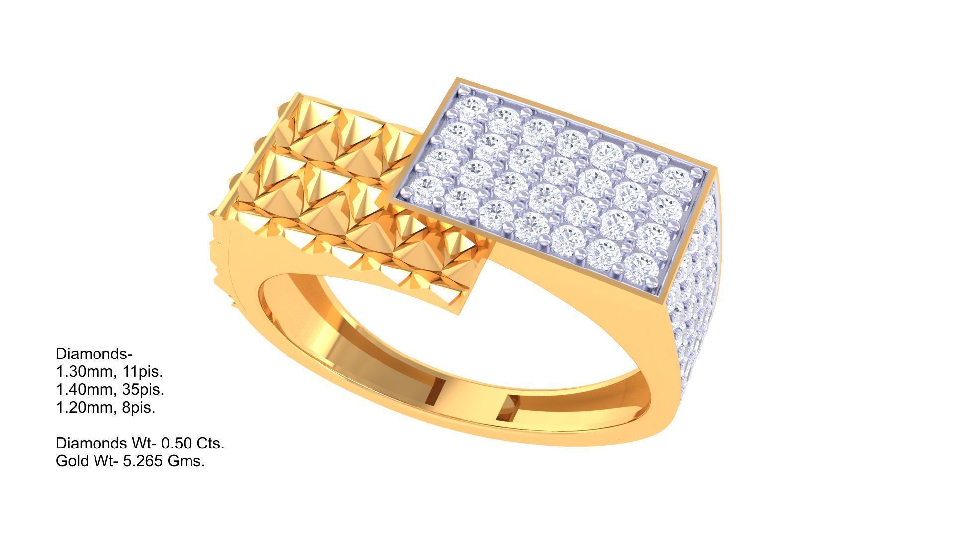 Men Groom Gents Diamond Ring 3dm stl obj mtl 3mf glb 3D print model_5