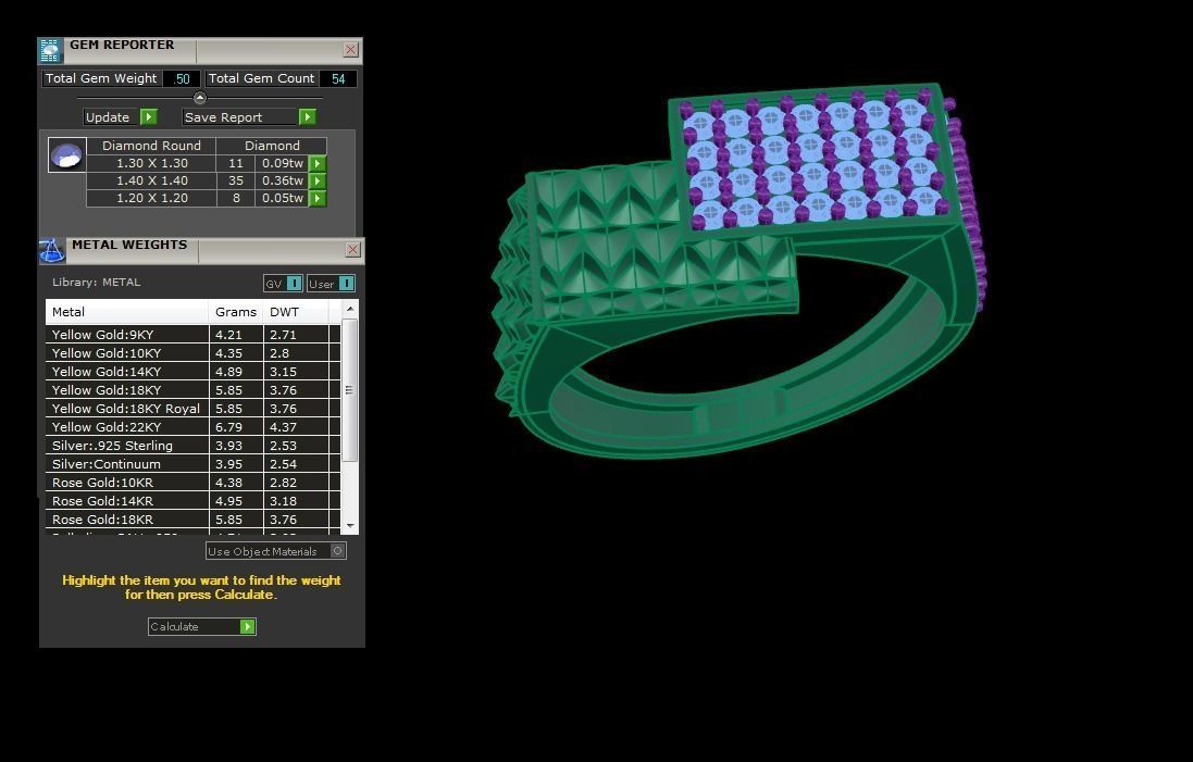 Men Groom Gents Diamond Ring 3dm stl obj mtl 3mf glb 3D print model_3