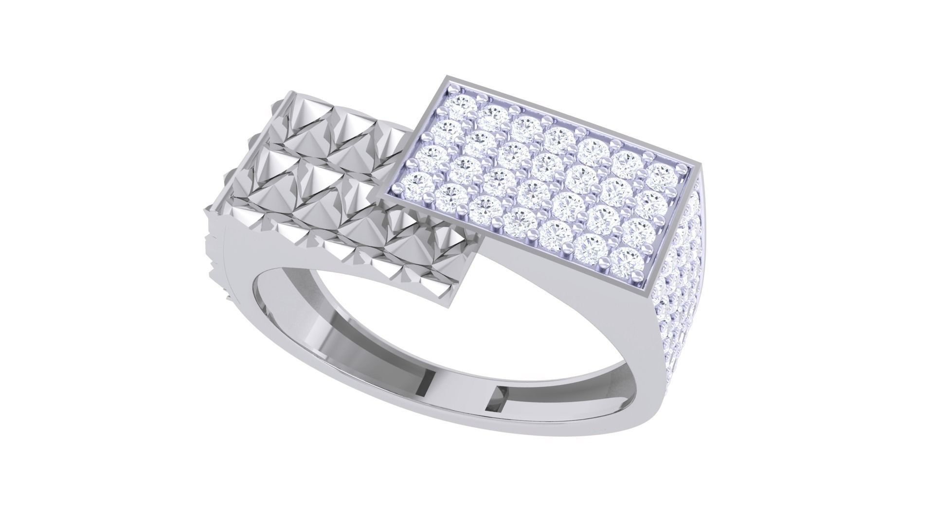 Men Groom Gents Diamond Ring 3dm stl obj mtl 3mf glb 3D print model_1