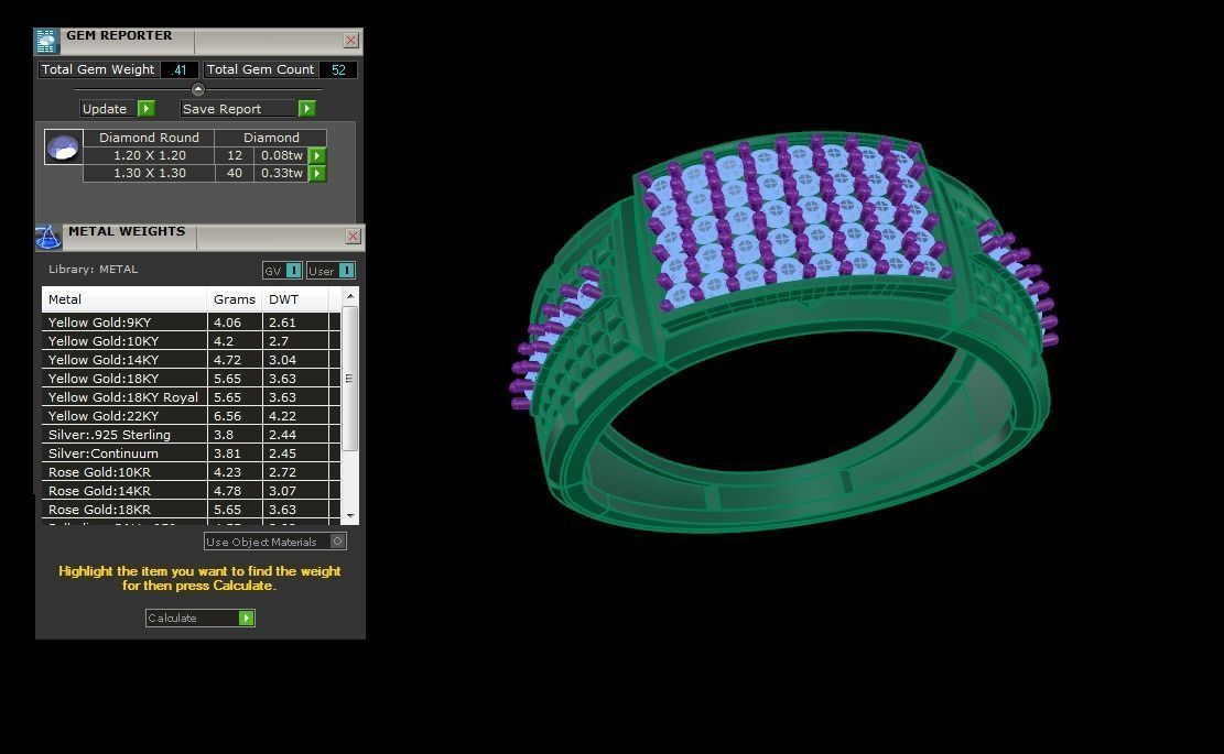 Men Groom Gents Diamond Ring 3dm stl obj mtl 3mf glb 3D print model_5