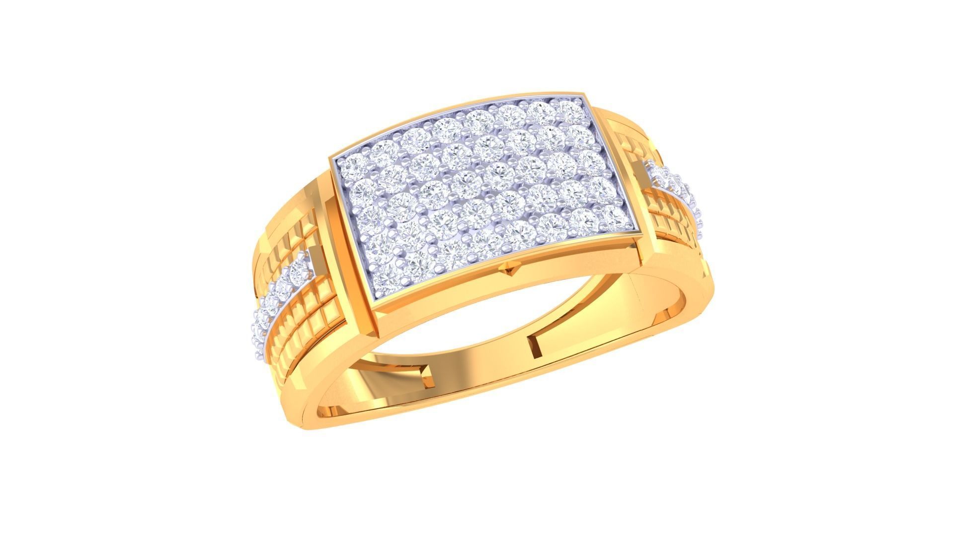 Men Groom Gents Diamond Ring 3dm stl obj mtl 3mf glb 3D print model_2