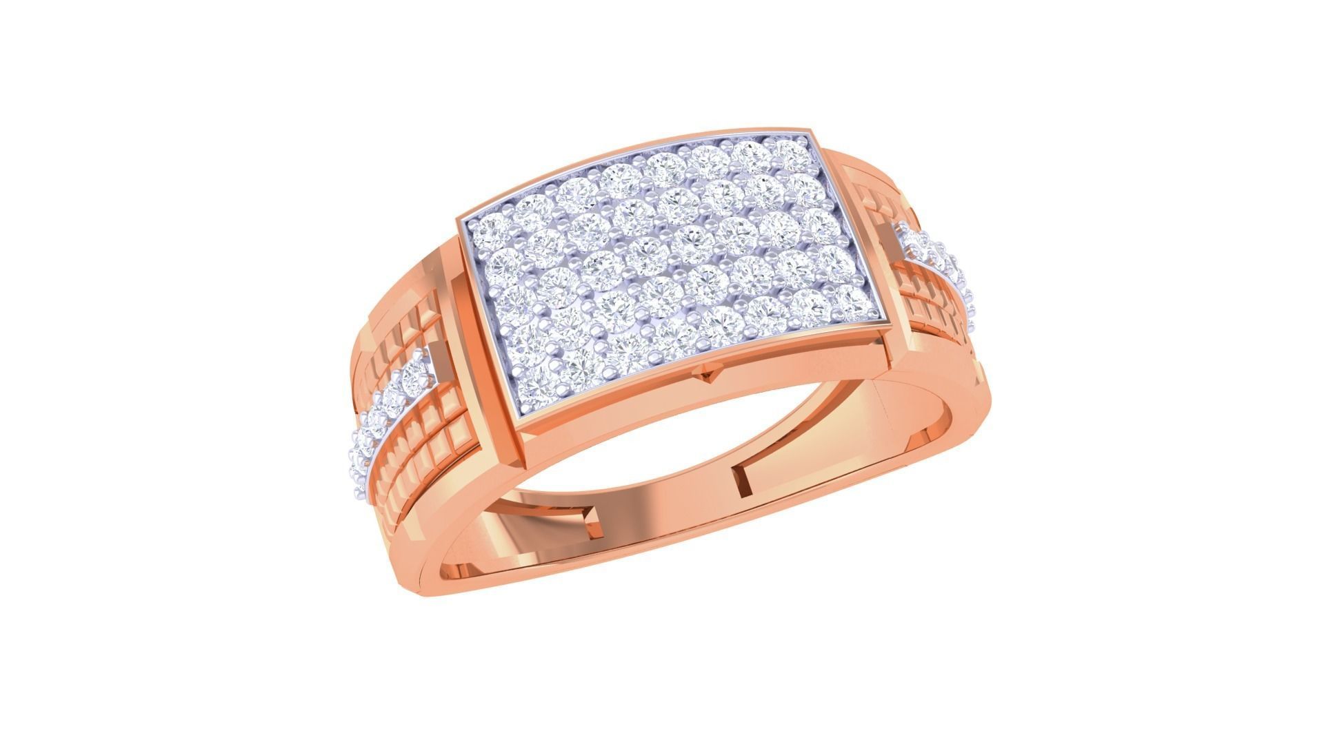 Men Groom Gents Diamond Ring 3dm stl obj mtl 3mf glb 3D print model_4