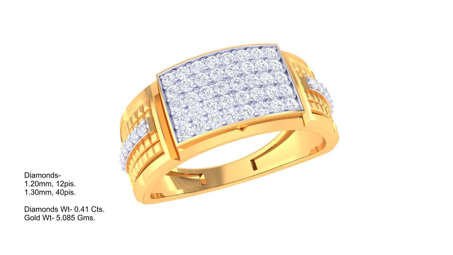 Men Groom Gents Diamond Ring 3dm stl obj mtl 3mf glb 3D print model_3