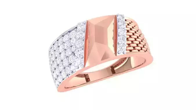 Chain Link Men Groom Gents Diamond Ring 3dm stl obj mtl 3mf glb 3D print model