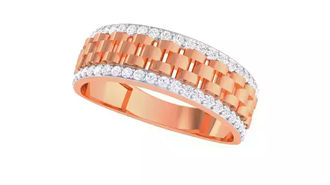 Chain Link Men Groom Gents Diamond Ring 3dm stl obj mtl 3mf glb 3D print model