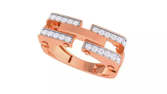 Screw Hinge Chain Link Men Groom Gents Diamond Ring 3dm stl obj