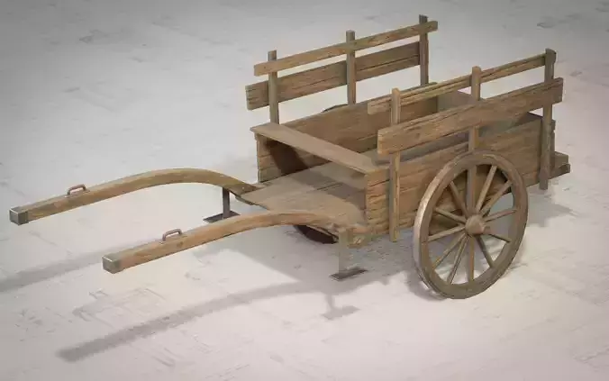 Medieval Wooden Cart Low-poly 3D model