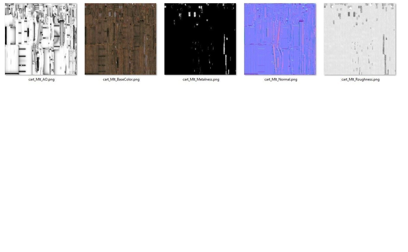 Medieval Wooden Cart Low-poly 3D model_13