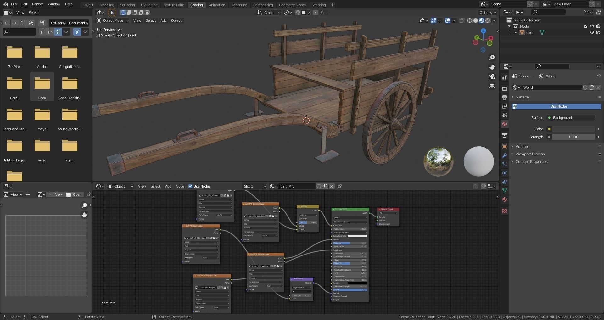 Medieval Wooden Cart Low-poly 3D model_12