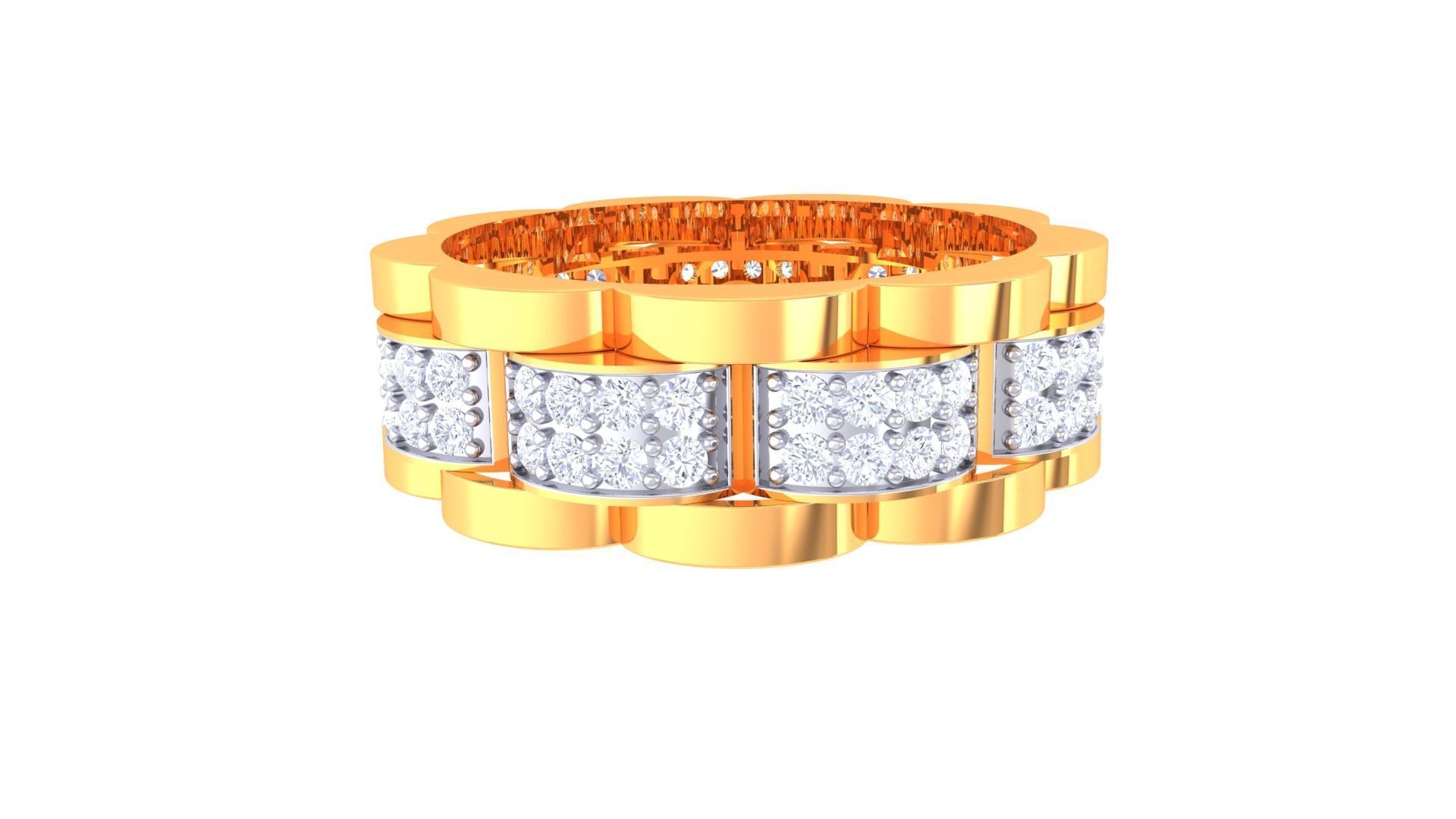 Chain Links Men Groom Gents Diamond Ring 3dm stl obj mtl 3mf glb 3D print model_6