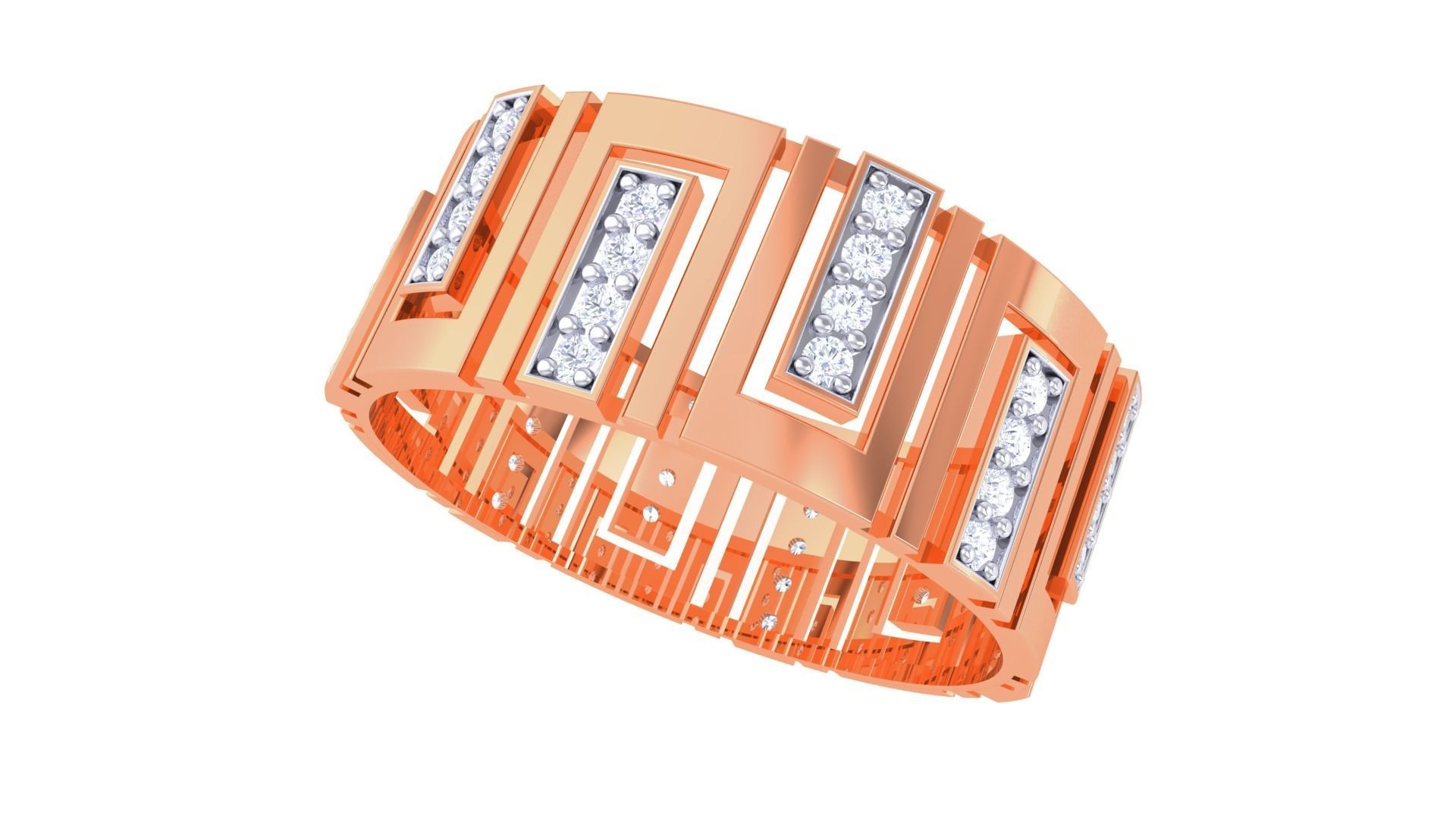 Men Groom Gents Diamond Ring 3dm stl obj mtl 3mf glb 3D print model_4