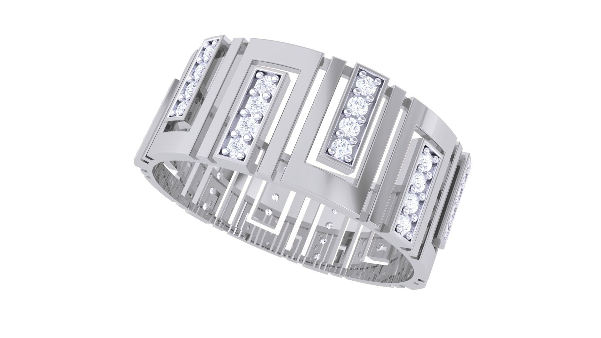 Men Groom Gents Diamond Ring 3dm stl obj mtl 3mf glb 3D print model_1