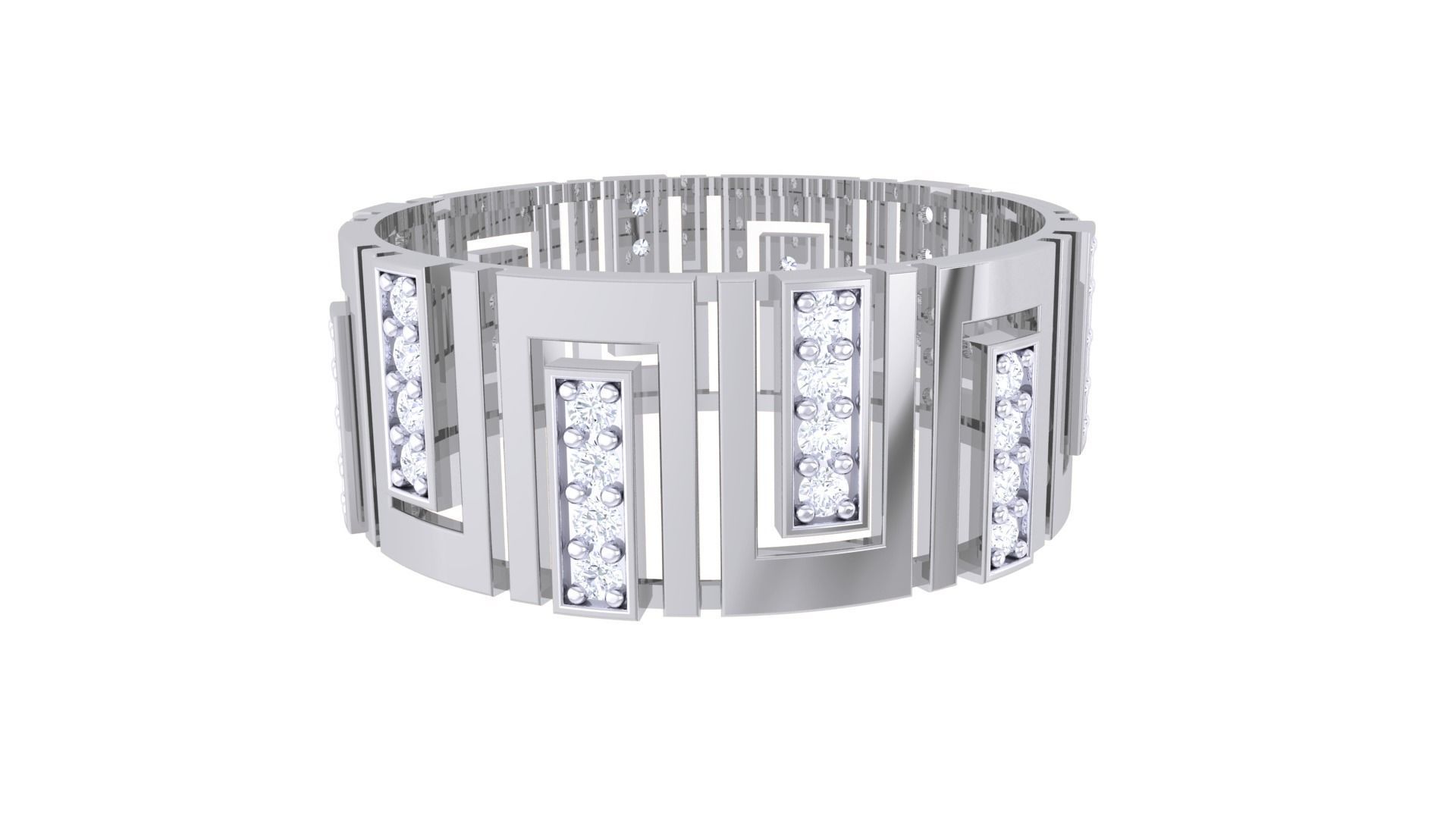 Men Groom Gents Diamond Ring 3dm stl obj mtl 3mf glb 3D print model_5