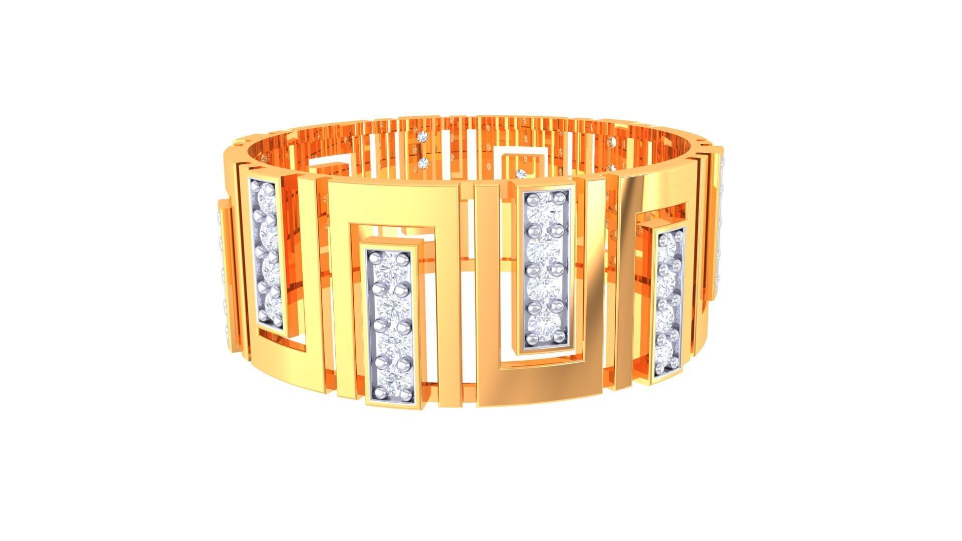 Men Groom Gents Diamond Ring 3dm stl obj mtl 3mf glb 3D print model_6