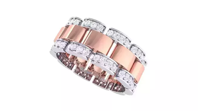 Chain Link Men Groom Gents Diamond Ring 3dm stl obj mtl 3mf glb 3D print model