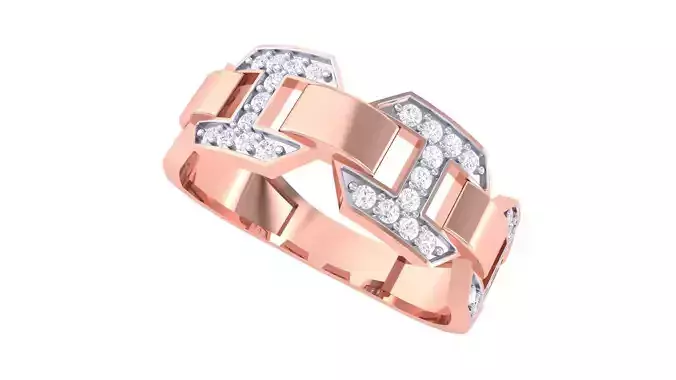 Chain Link Men Groom Gents Diamond Ring 3dm stl obj mtl 3mf glb 3D print model