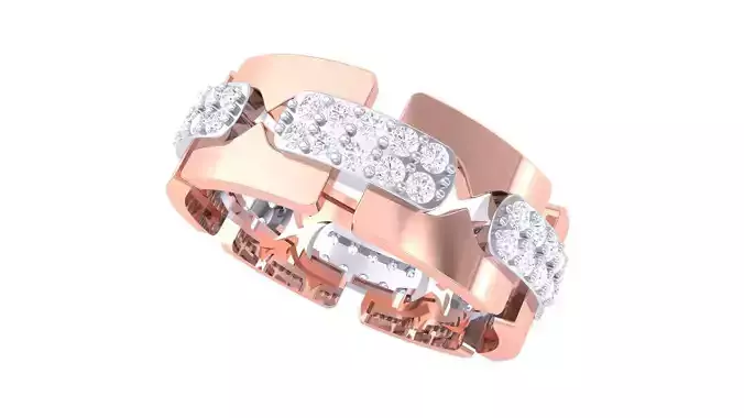 Chain Link Men Groom Gents Diamond Ring 3dm stl obj mtl 3mf glb 3D print model