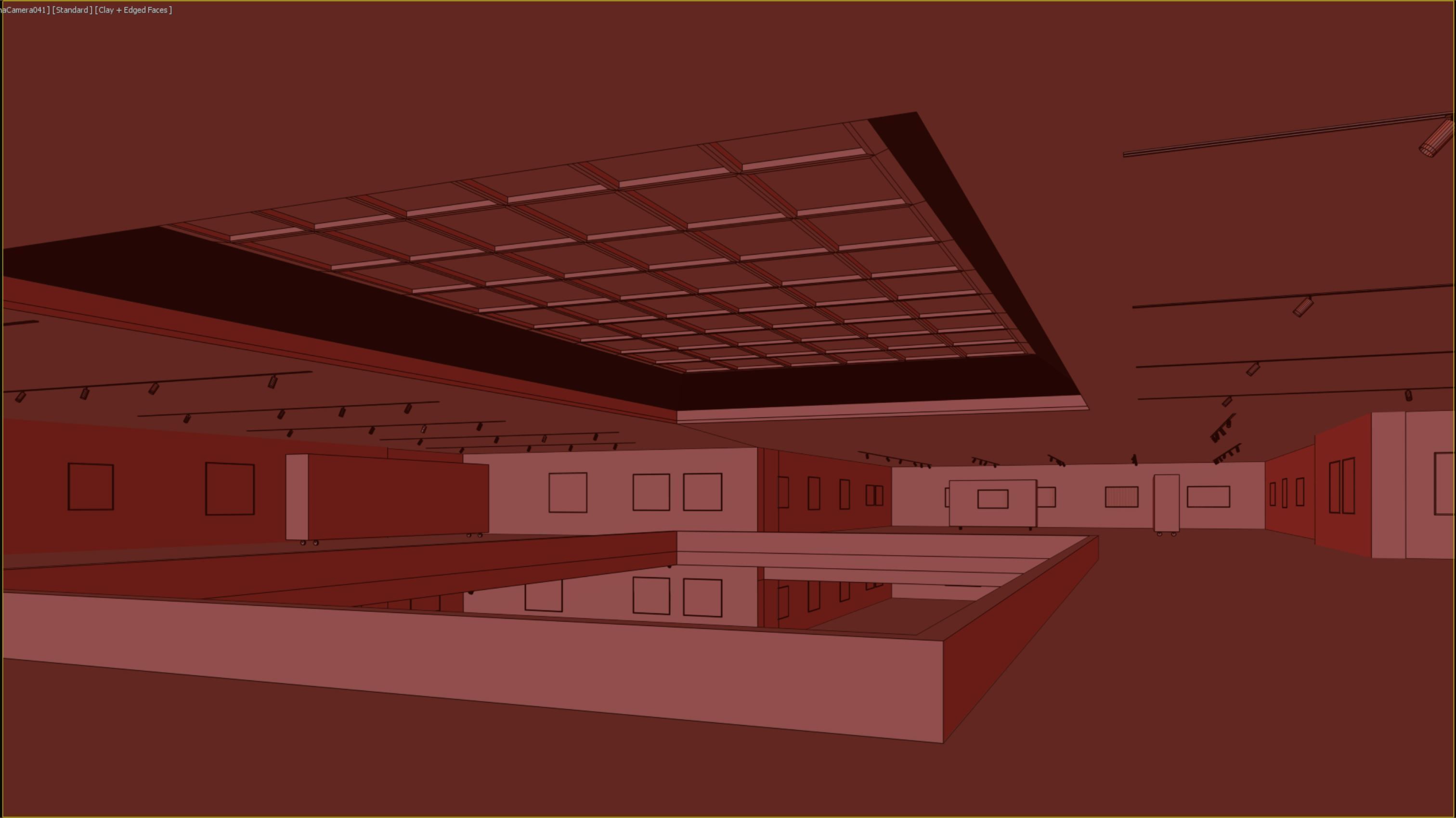 low poly gallery hall 01 Low-poly 3D model_11