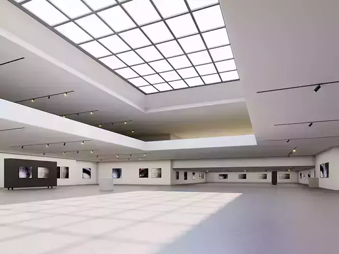 low poly gallery hall 01 Low-poly 3D model