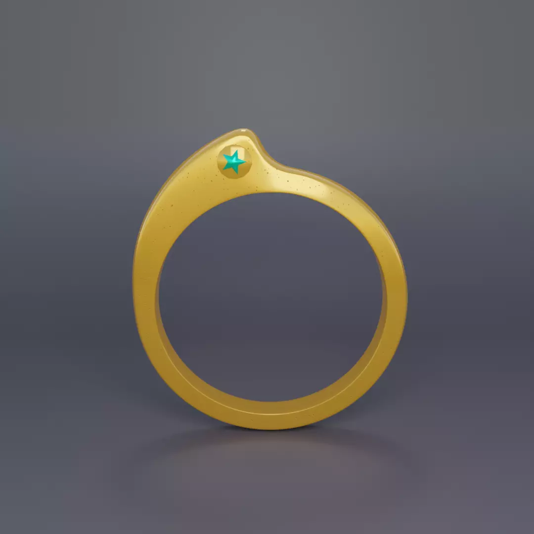 Golden Ring with Star  3D print model_0