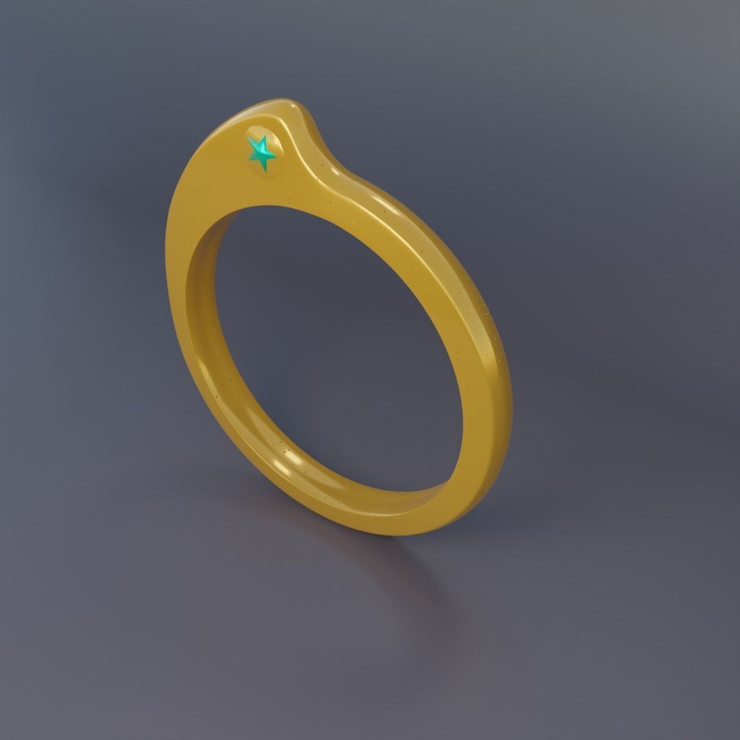 Golden Ring with Star  3D print model_3