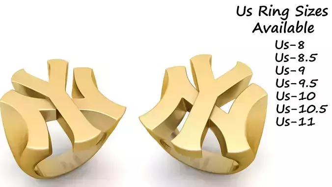 NY Yankees Logo Gold Signet Ring 