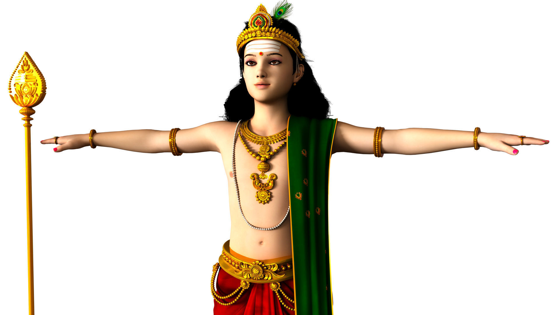 lord muruga t pose 3D model_5