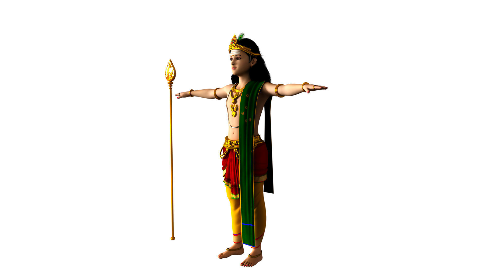 lord muruga t pose 3D model_7