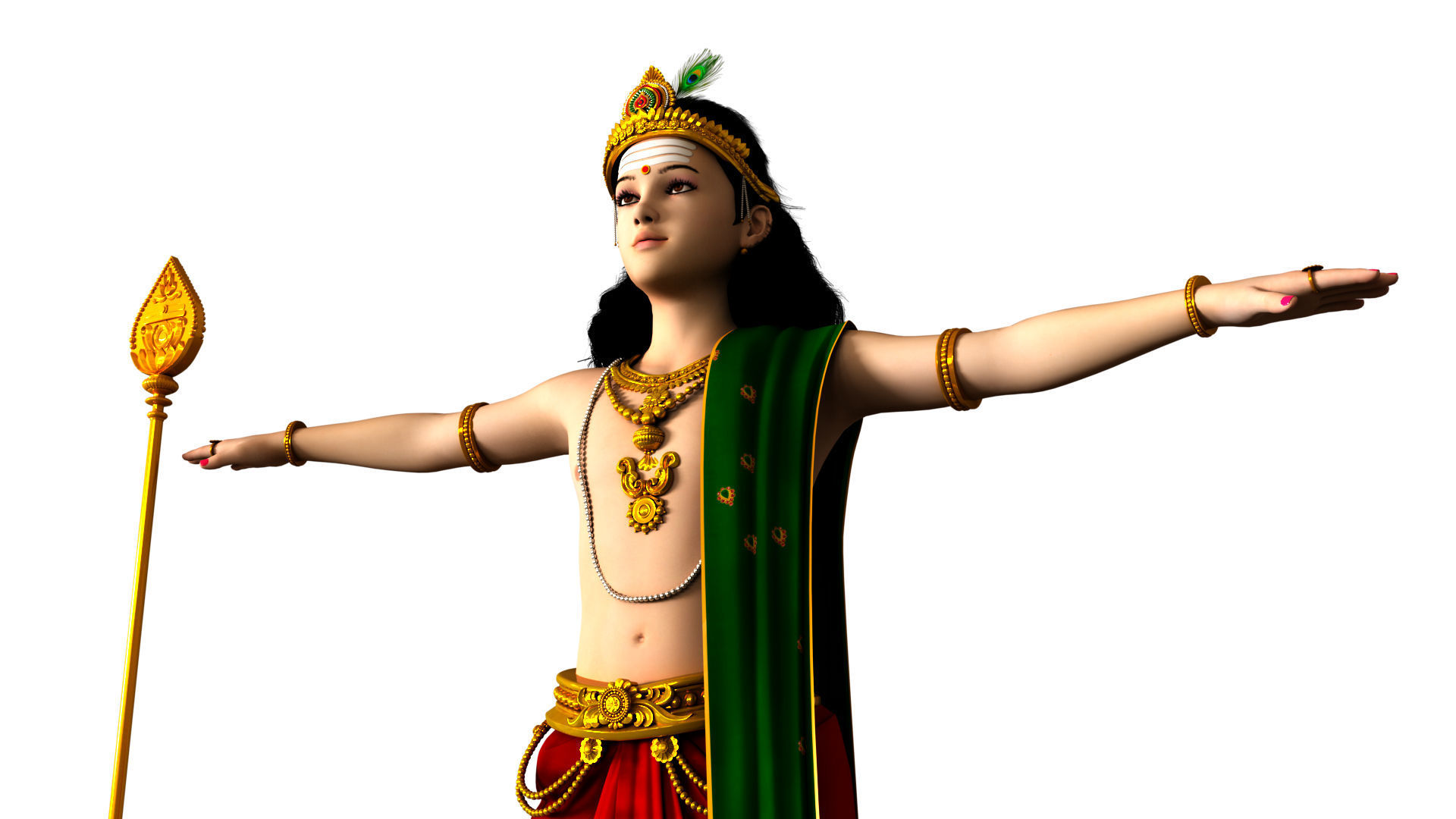 lord muruga t pose 3D model_4