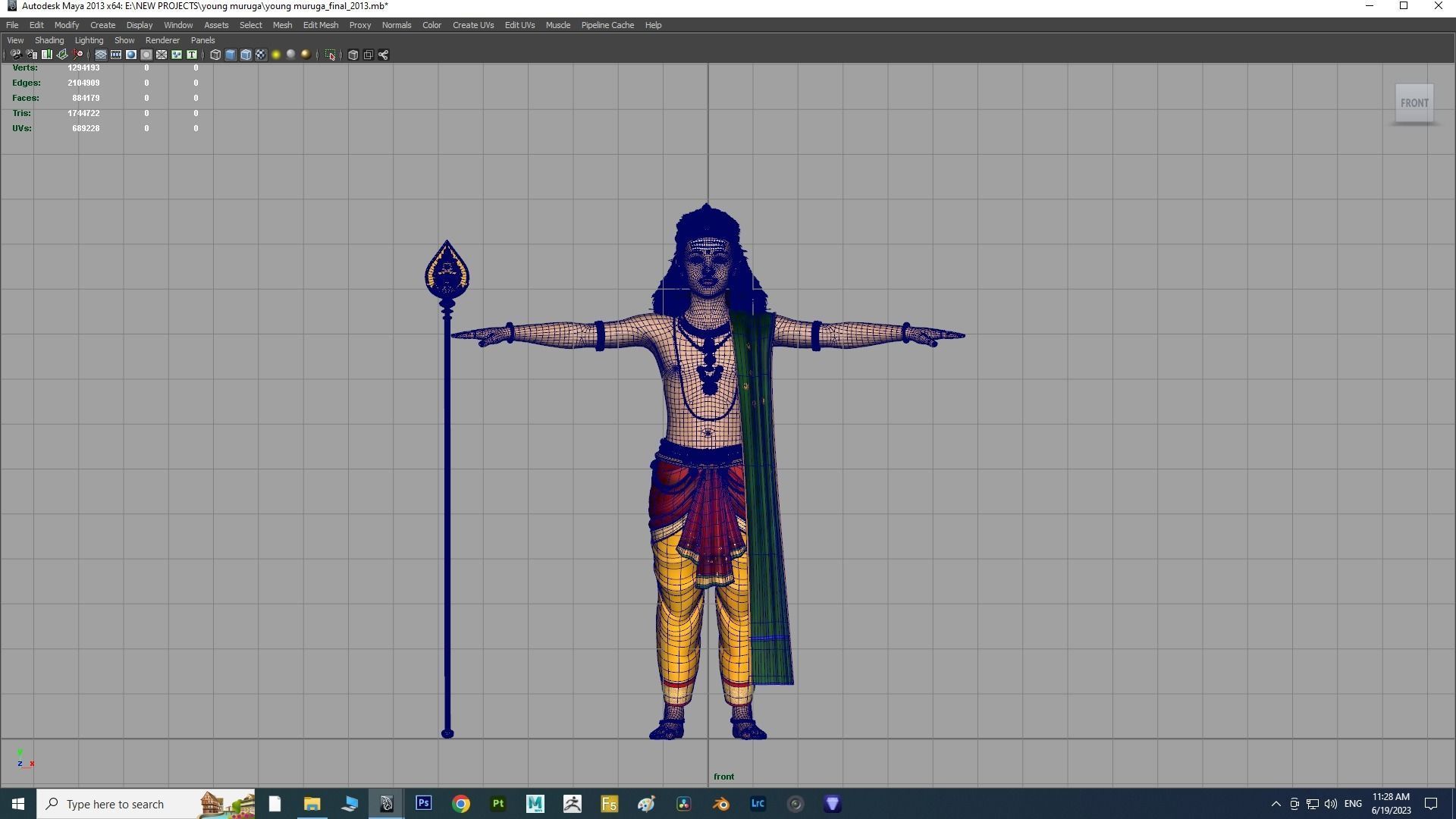lord muruga t pose 3D model_13