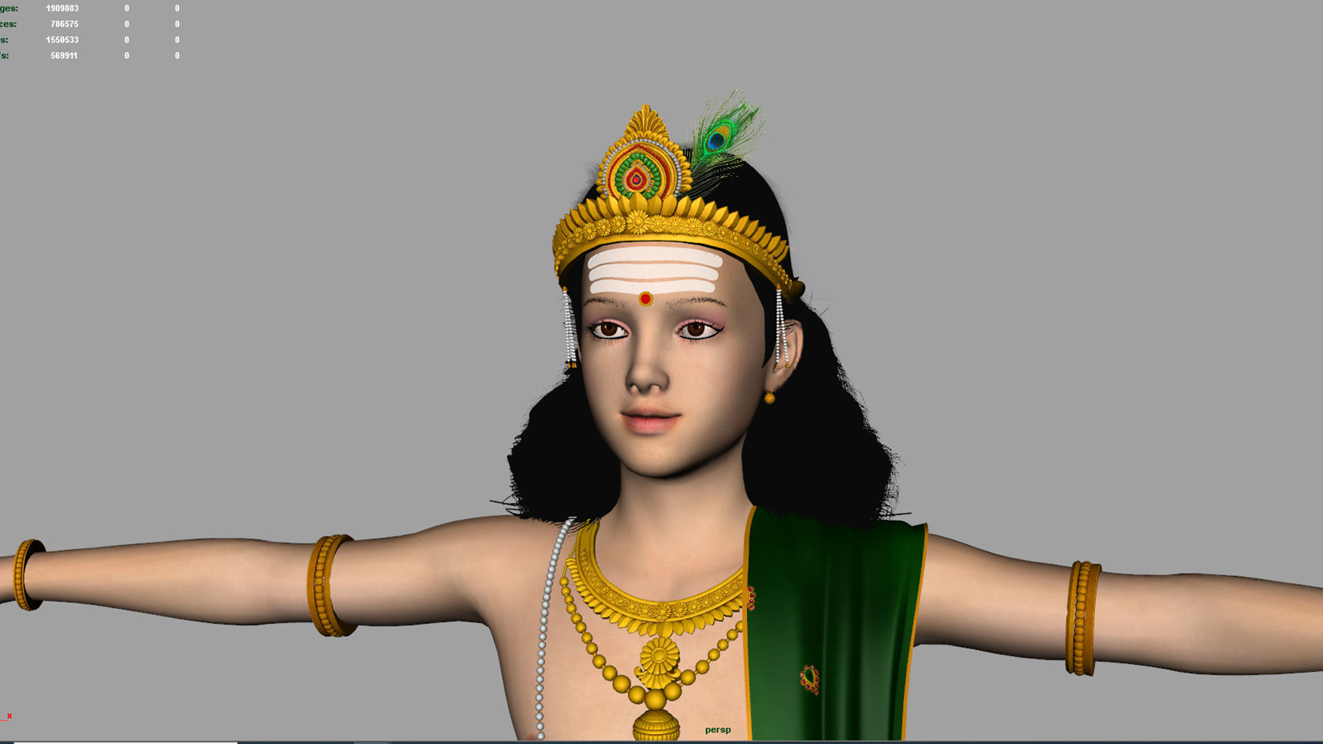 lord muruga t pose 3D model_19