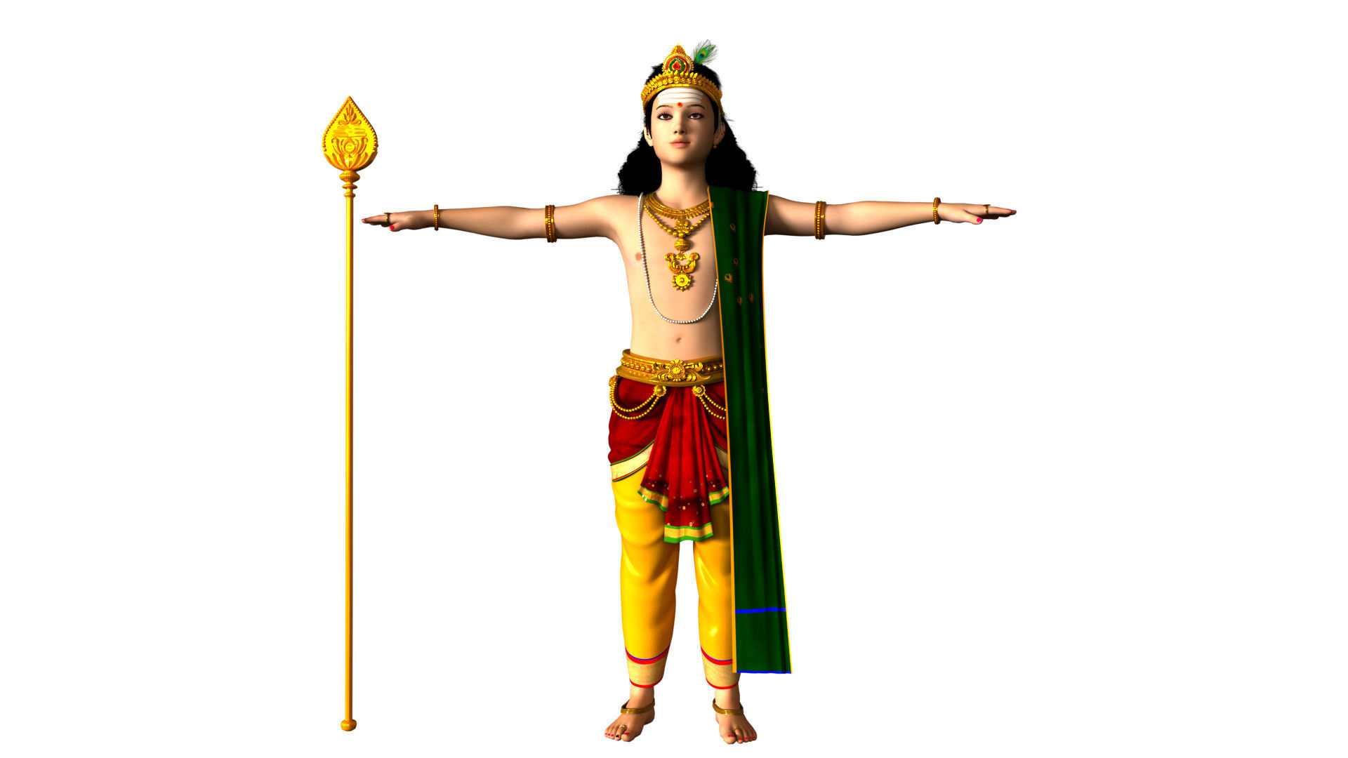lord muruga t pose 3D model_3