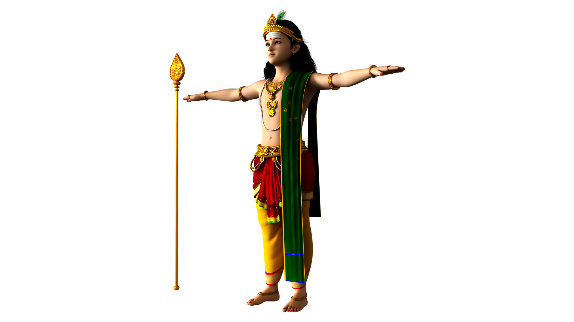 lord muruga t pose 3D model_6