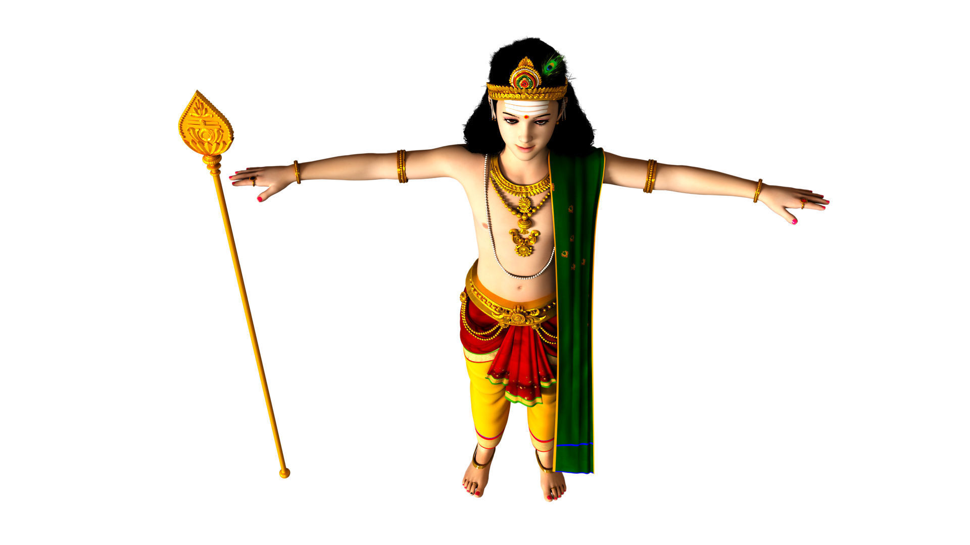 lord muruga t pose 3D model_8