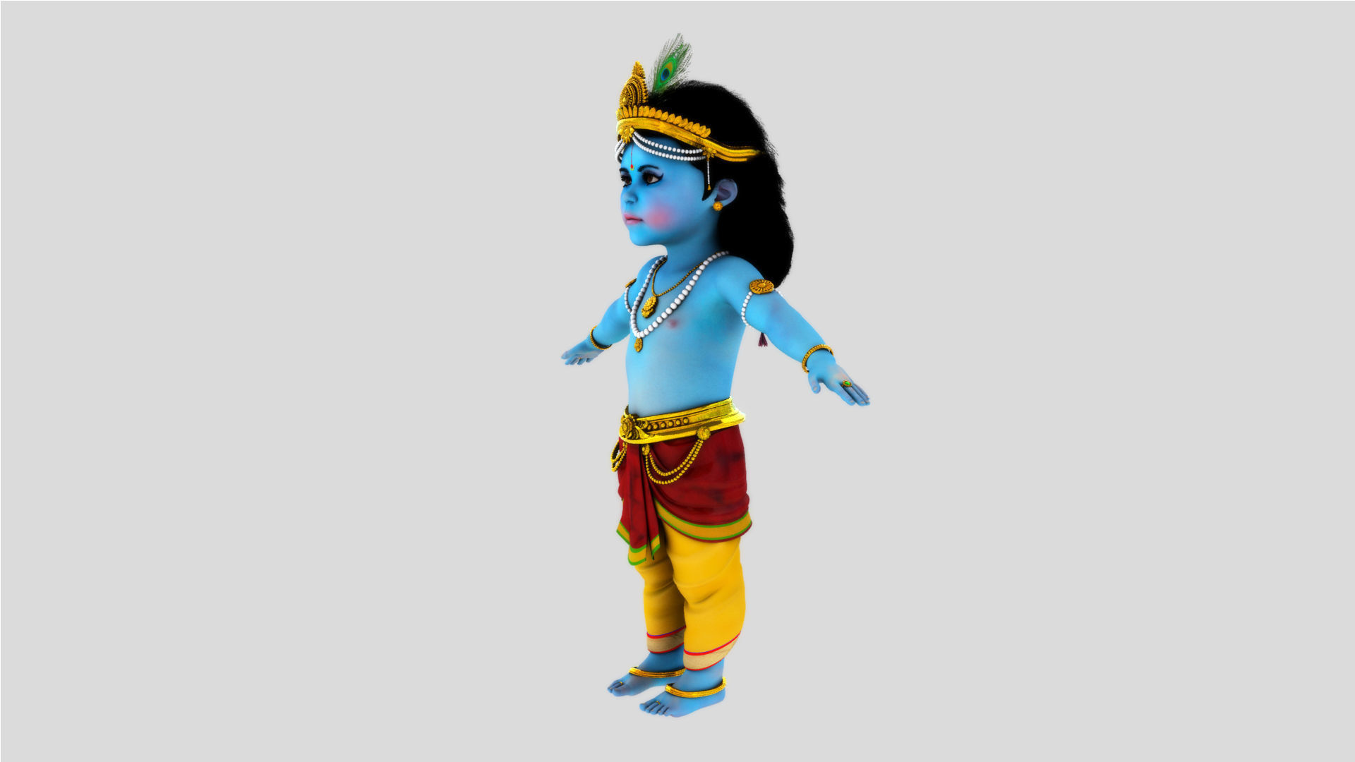 lord little krishna t pose 3D model_1