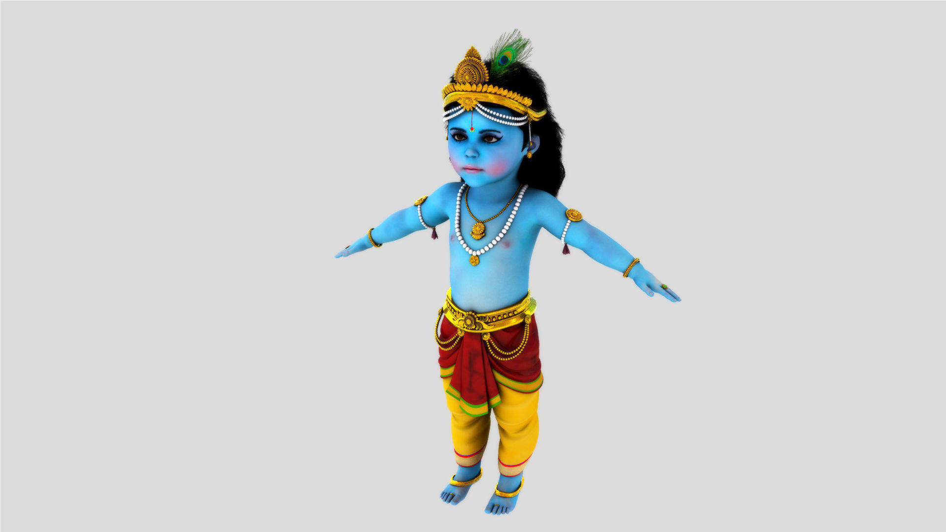 lord little krishna t pose 3D model_2