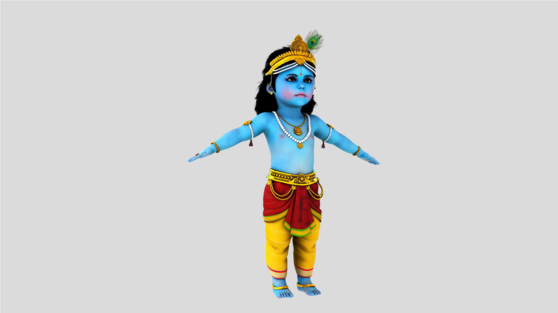 lord little krishna t pose 3D model_5