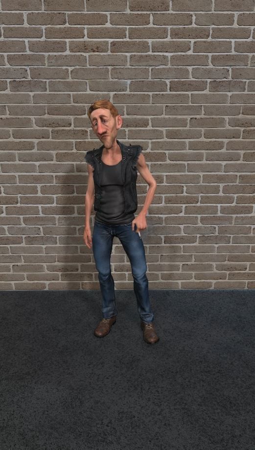 Addicted Man Rigged animated 2500 Free animation tutorial Low-poly 3D model_12