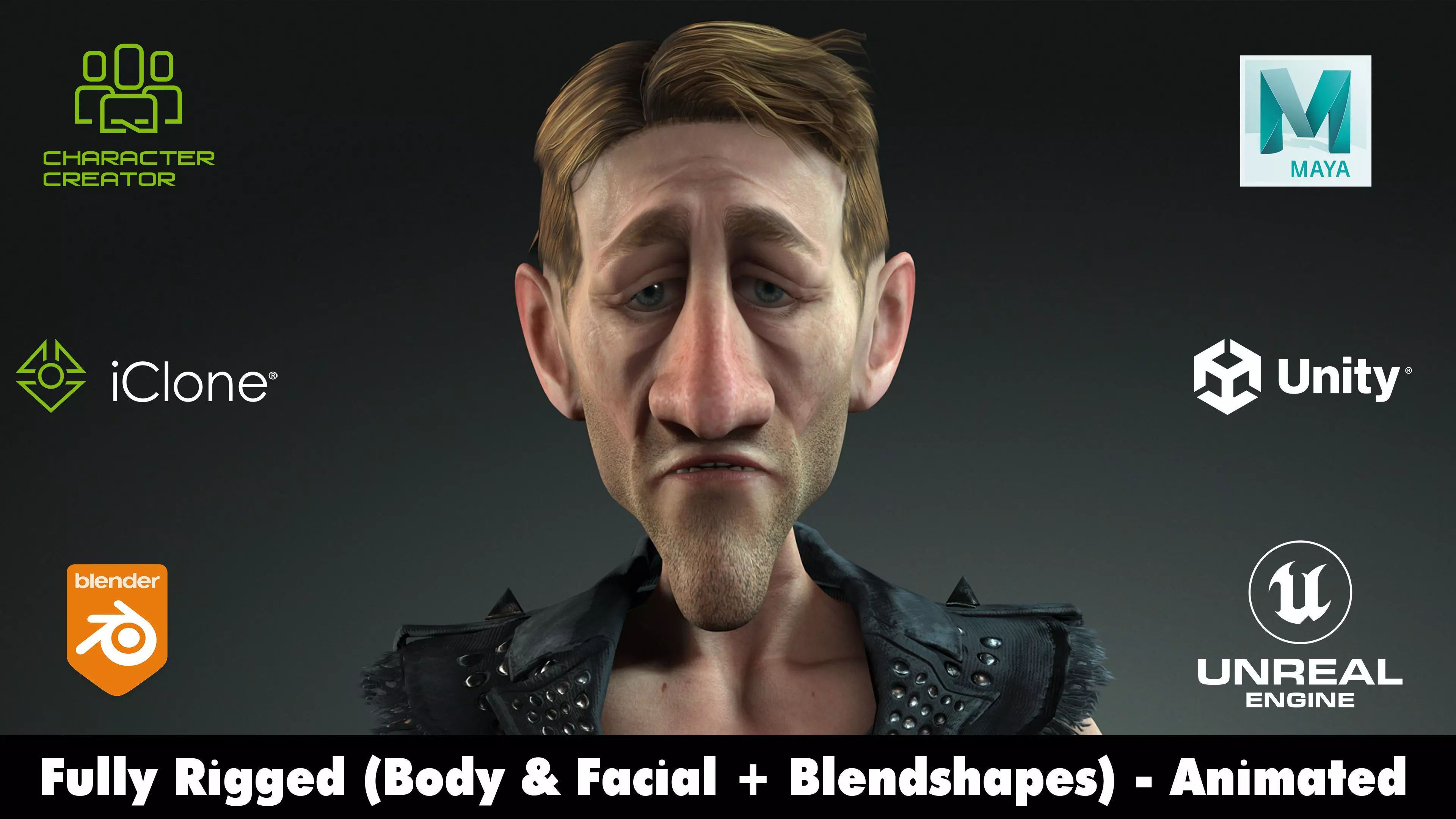 Addicted Man Rigged animated 2500 Free animation tutorial Low-poly 3D model_0