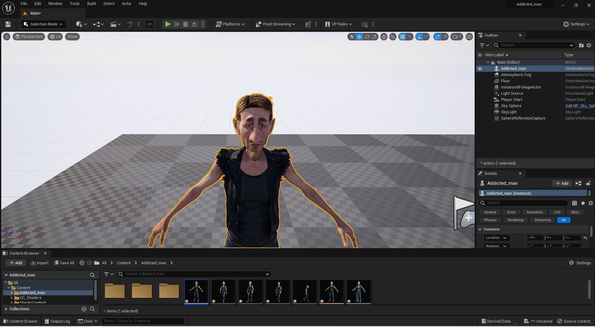 Addicted Man Rigged animated 2500 Free animation tutorial Low-poly 3D model_23