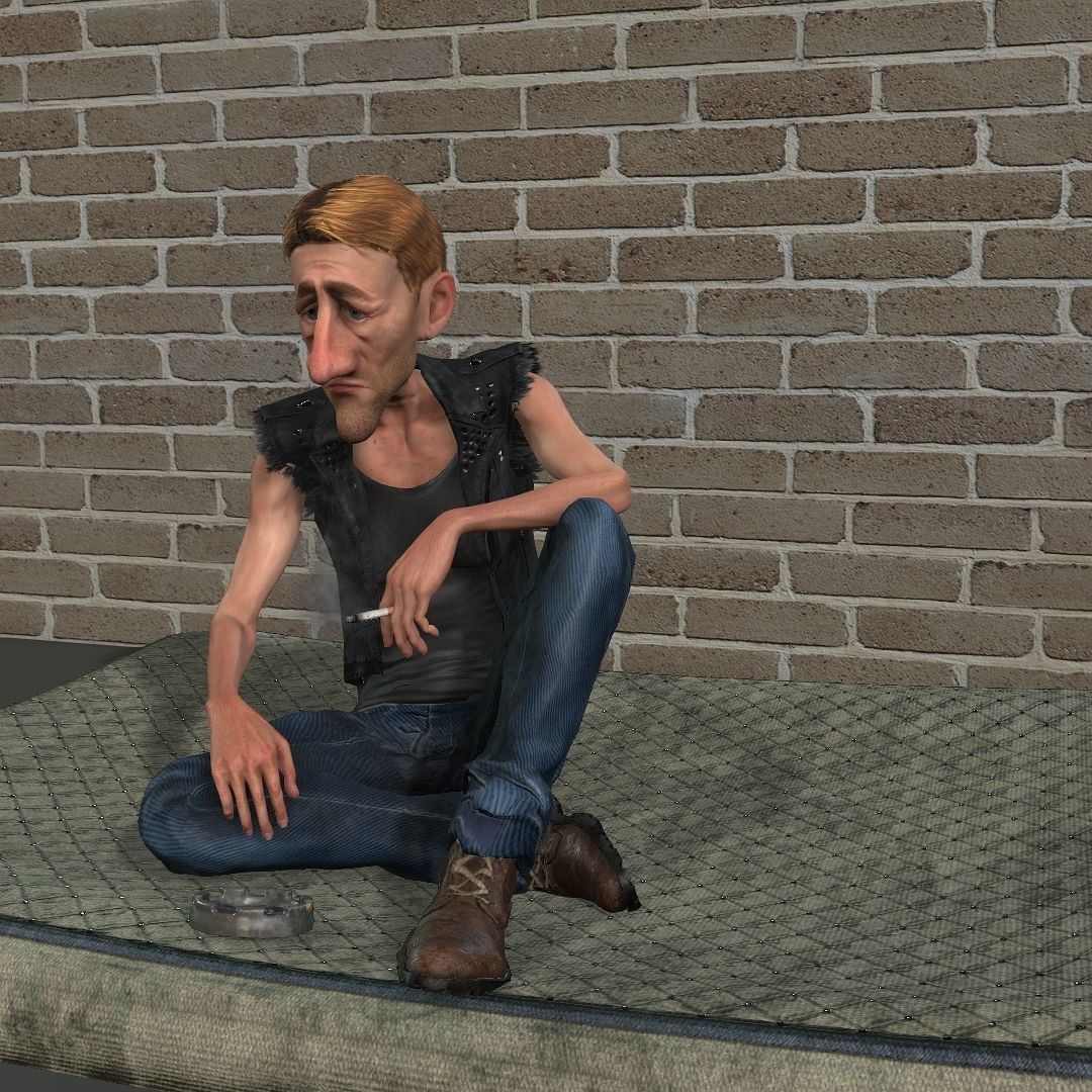 Addicted Man Rigged animated 2500 Free animation tutorial Low-poly 3D model_14