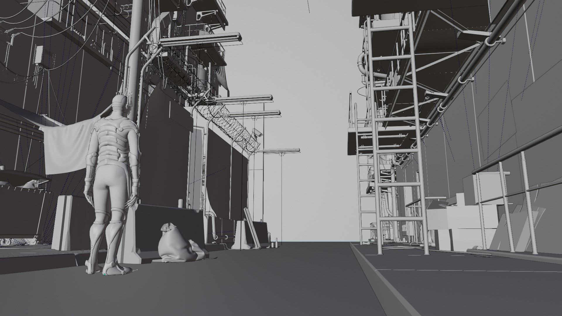 Cyberpunk Slums Low-poly 3D model_2