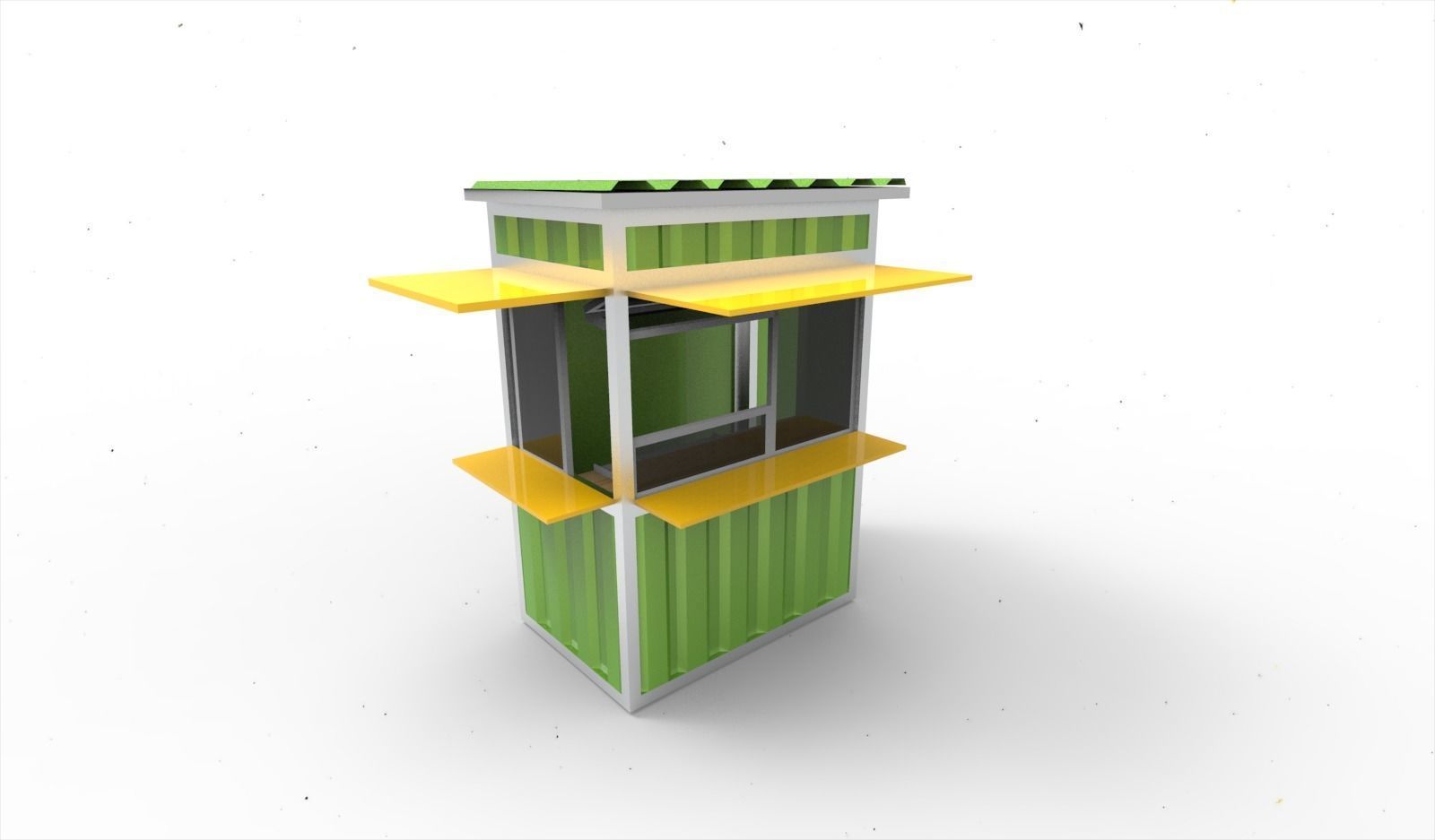 Container booth cafe 3D model_6